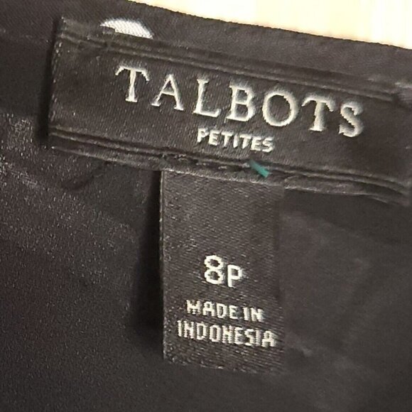 Talbots Petite Black White Polka-dot Sleeveless Flowy Dress 8P - Picture 8 of 9